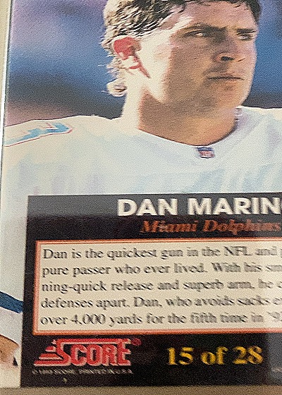 1990 Score #15 Dan Marino — back