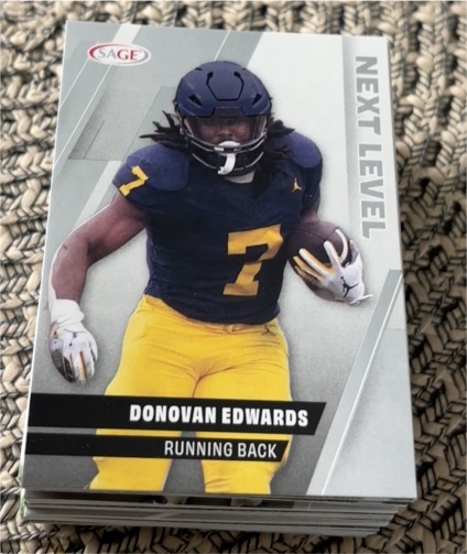 2025 Sage High Series #103 Donovan Edwards Michigan Wolverines Next Level — front