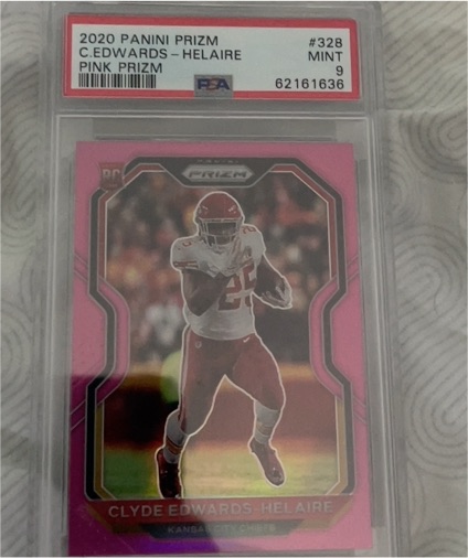 2020 Panini Prizm #328 Clyde Edwards-Helaire Pink Prizm Rookie — front