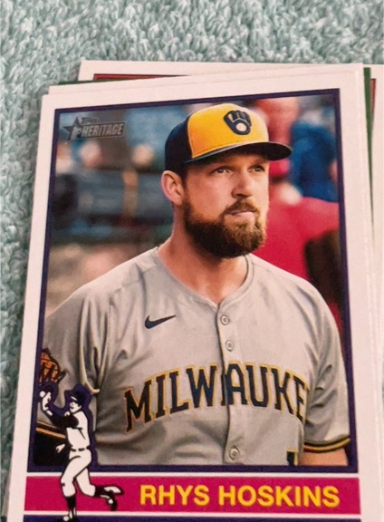 2025 Topps Heritage #291 Rhys Hoskins Milwaukee Brewers — front