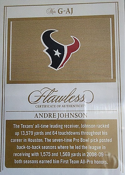 2012 Panini Flawless Greats #G-AJ Andre Johnson — back
