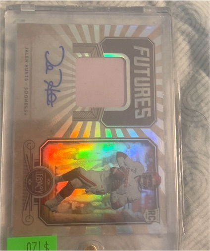 2020 Panini Legacy Futures #FPJH1 Jalen Hurts Rookie Patch Auto — front