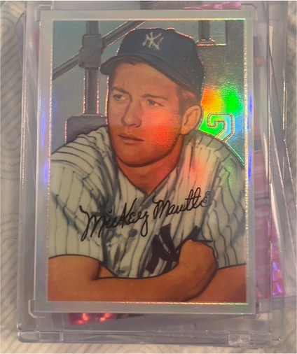 1996 Topps Mickey Mantle #20 1952 Bowman Reprint Atomic Refractor — front