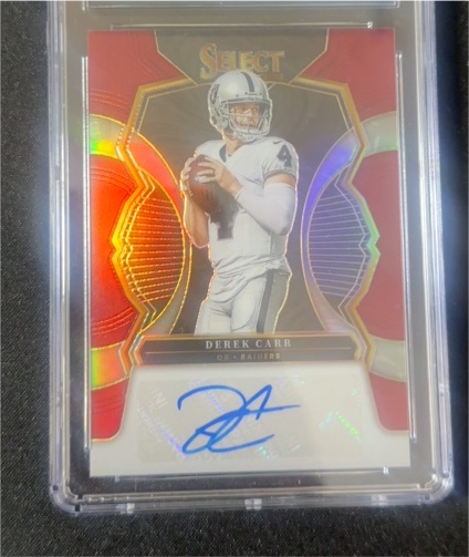 2022 Panini Select Maroon Prizm Autograph #SIP-DC Derek Carr — front