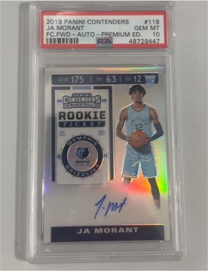 2019 Panini Contenders #118 Ja Morant Rookie Ticket Premium Edition Auto — front