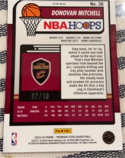 2023-24 Panini NBA Hoops Premium Stock #36 Donovan Mitchell — front