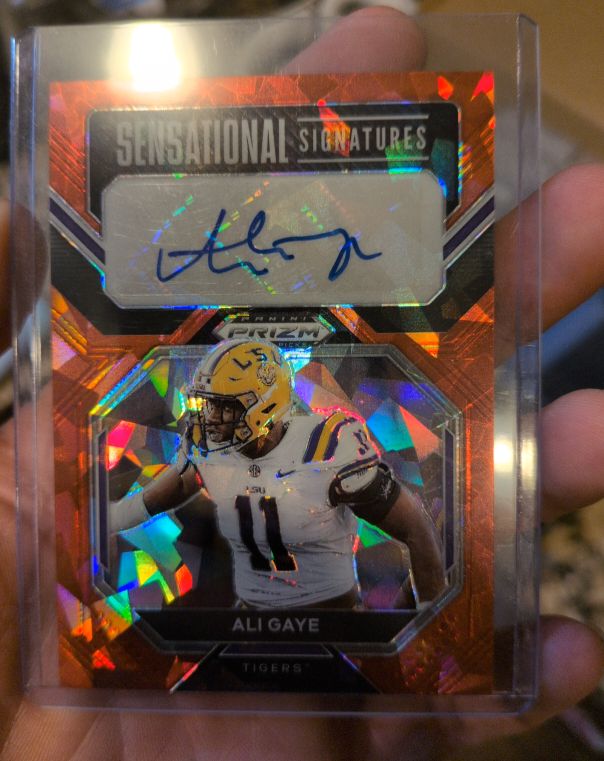 2023 Panini Prizm Draft Picks #SS-AGA Ali Gaye Sensational Signatures Red Cracked Ice Auto — front