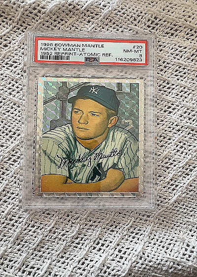 1996 Bowman #20 Mickey Mantle 1952 Reprint Atomic Refractor — front