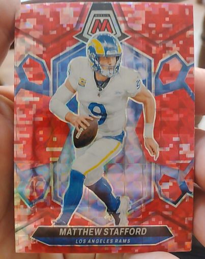 2024 Panini Mosaic Matthew Stafford Red Camo Mosaic Prizm — front