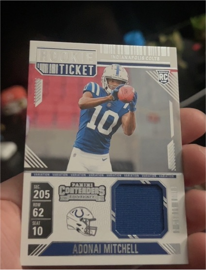 2024 Panini Contenders Rookie Ticket Patch #RTS-AML Adonai Mitchell — front