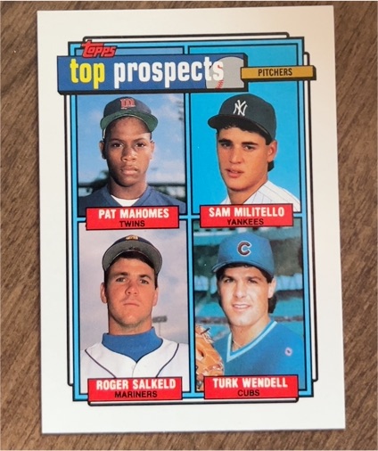 1992 Topps #676 Pat Mahomes / Sam Militello / Roger Salkeld / Turk Wendell — front
