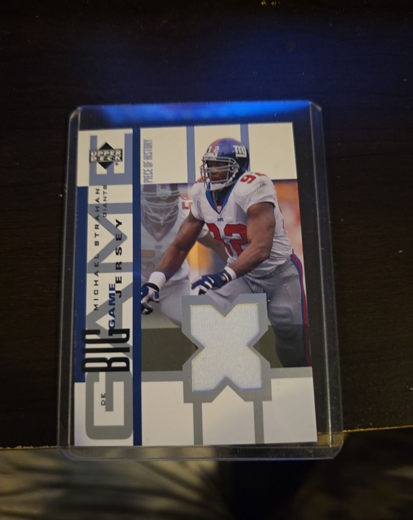 2002 Upper Deck Piece Of History The Big Game Jersey #BGJ-MS Michael Strahan — front