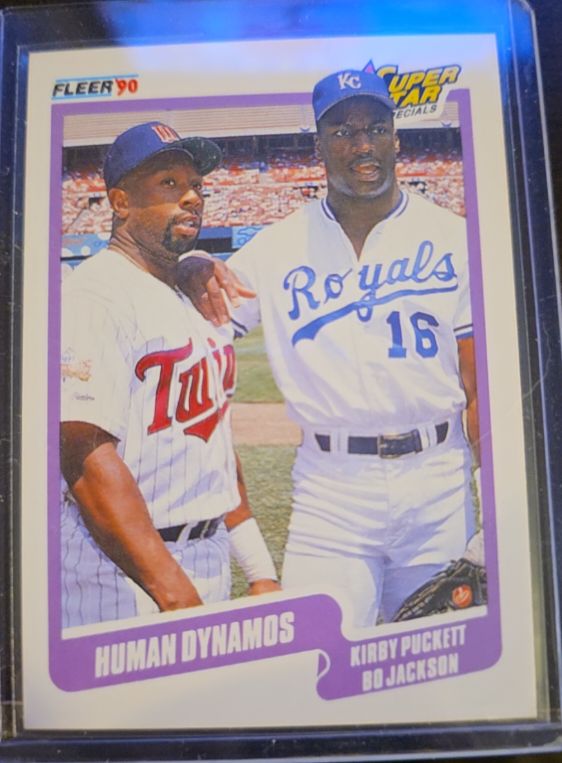 1990 Fleer #635 Human Dynamos Kirby Puckett / Bo Jackson — front