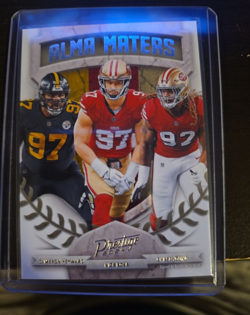 2024 Panini Prestige Alma Maters #11 Aidan Hutchinson, Kwity Paye, Rashan Gary — front