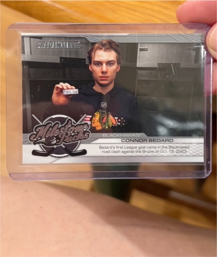 2024-25 Upper Deck Credentials Milestone Pucks #MP-CB Connor Bedard — front