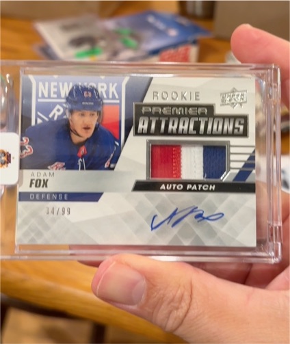 2019-20 Upper Deck Premier Attractions Rookie Patch Auto #PA-AF Adam Fox — front