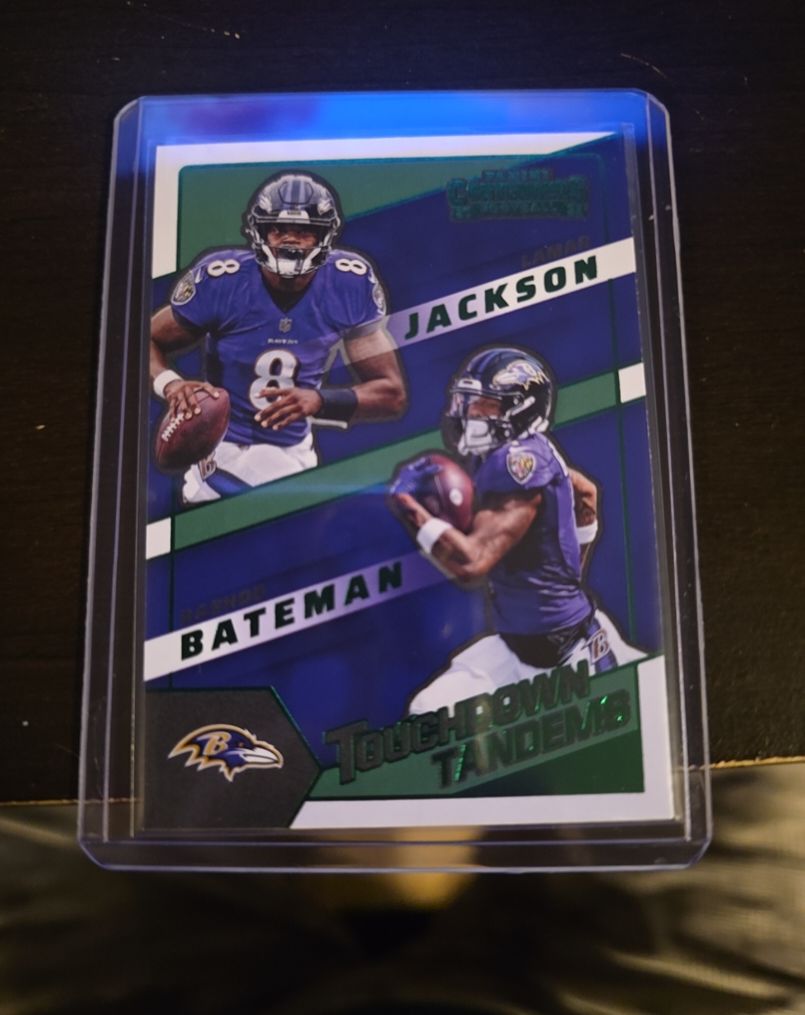 2022 Panini Contenders Touchdown Tandems #TDT-LJA Lamar Jackson / Rashod Bateman — front