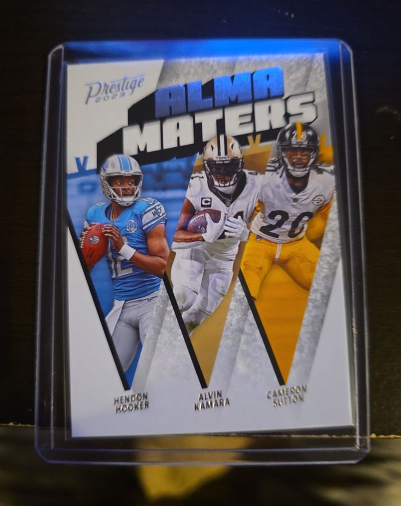 2023 Panini Prestige Alma Maters #AM-23 Hendon Hooker, Alvin Kamara, Cameron Sutton — front