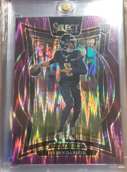2024 Panini Select #26 Jayden Daniels Concourse Red Yellow Prizm Shock Rookie — front
