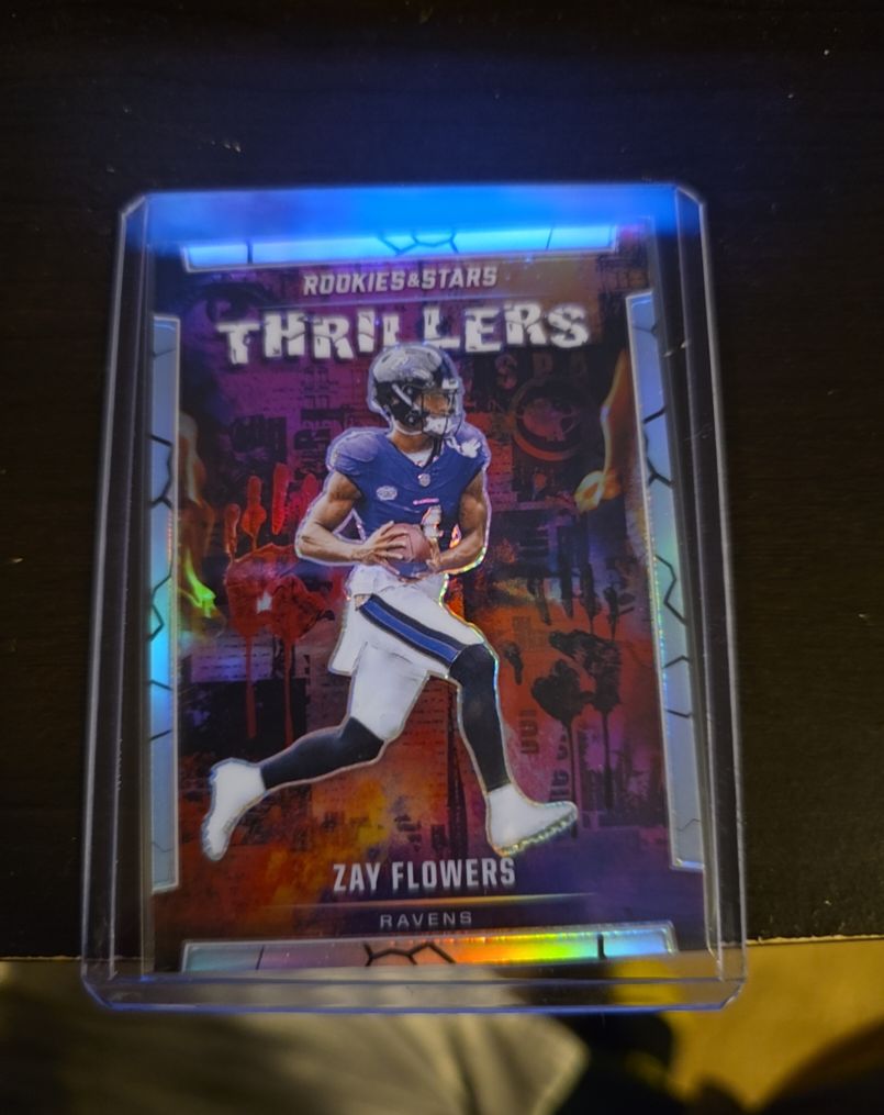 2024 Panini Rookies & Stars #T-ZFS Zay Flowers Thrillers Silver Prizm Ravens — front