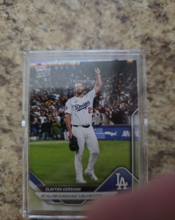 2025 Topps Now #373 Clayton Kershaw 20th All Time to Reach 3000 K Milestone — front