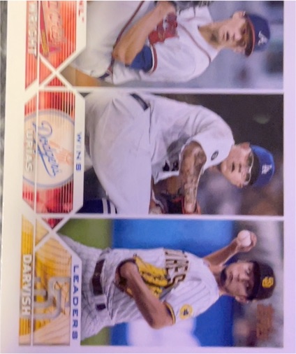 2023 Topps #284 NL Wins Leaders Wright / Urias / Darvish — front