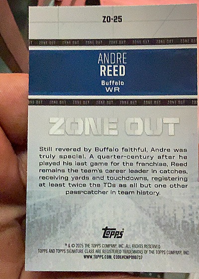2024 Topps Signature Class #ZO-25 Andre Reed — back