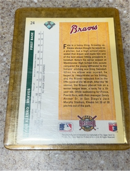 1992 Upper Deck #24 Mark Klesko — front