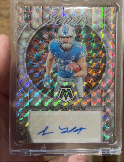 2023 Panini Mosaic Scripts #S8 Sam LaPorta — front
