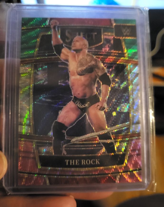 2022 Panini Select WWE #20 The Rock Tri-Color Prizm — front