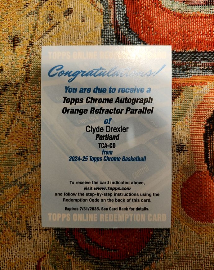 2024-25 Topps Chrome #TCA-CD Clyde Drexler Orange Refractor Autograph Parallel — front