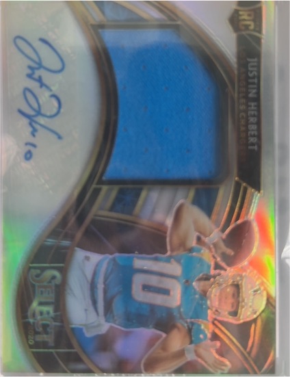 2020 Panini Select Rookie Patch Autograph Justin Herbert — front