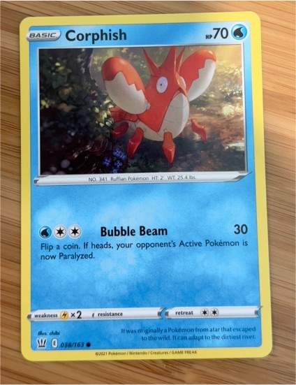 2021 Pokémon Sword & Shield Battle Styles #038 Corphish — front