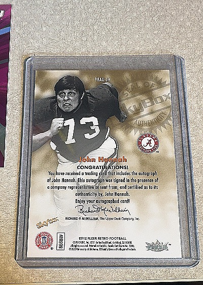 1998 Skybox Autographics #98AU-JH John Hannah — back