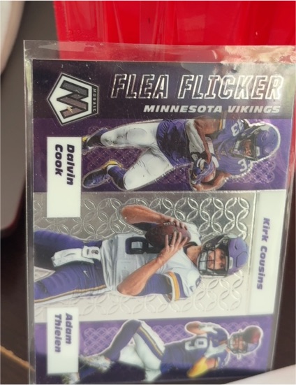 2020 Panini Mosaic #FF11 Dalvin Cook / Kirk Cousins / Adam Thielen Flea Flicker — front