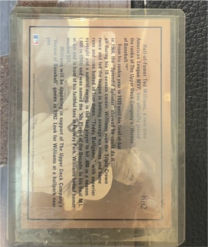 1993 Upper Deck #HH2 Ted Williams — front