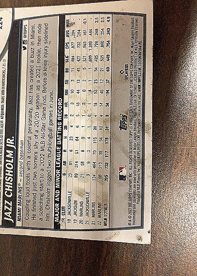 2023 Topps Big League #224 Jazz Chisholm Jr. — back