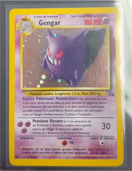 1999 Wizards Fossil #5 Gengar — front