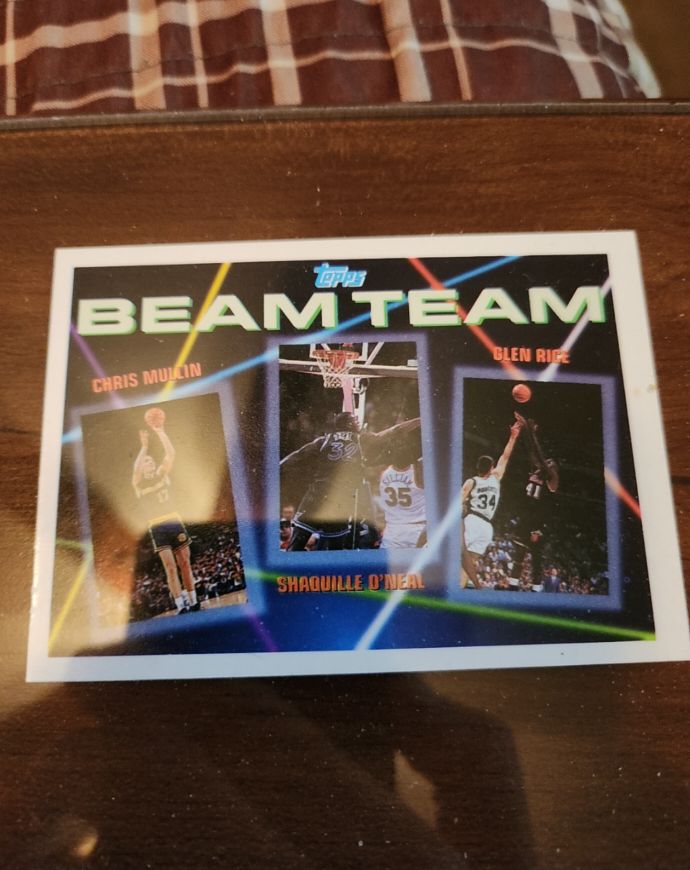 1992-93 Topps Beam Team #7 Shaquille O'Neal, Chris Mullin, Glen Rice — front