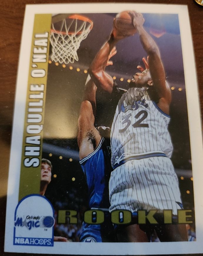 1992-93 NBA Hoops #442 Shaquille O'Neal Rookie Card — front