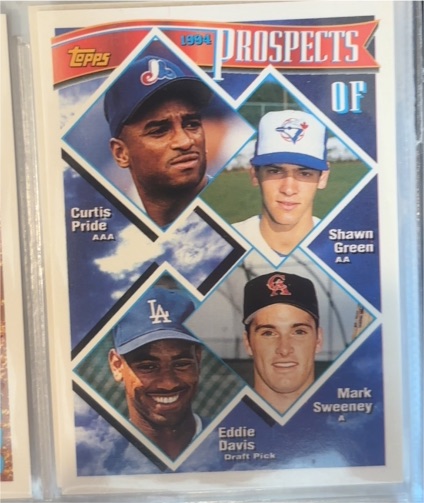 1994 Topps #237 Curtis Pride / Shawn Green / Mark Sweeney / Eddie Davis — front