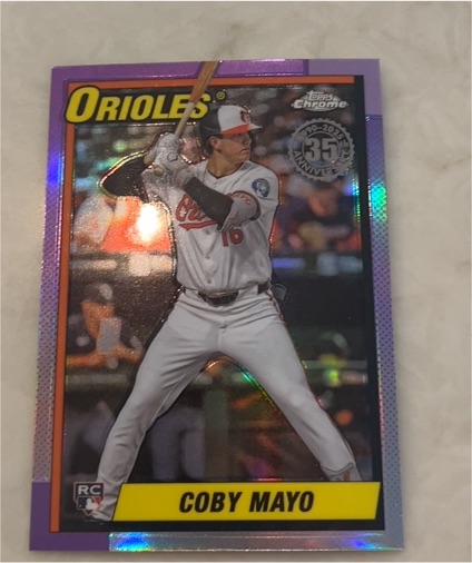 2025 Topps Chrome 1990 35th Anniversary #90CB-17 Coby Mayo — front