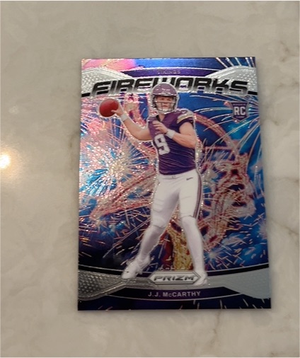 2024 Panini Prizm Fireworks #18 J.J. McCarthy — front