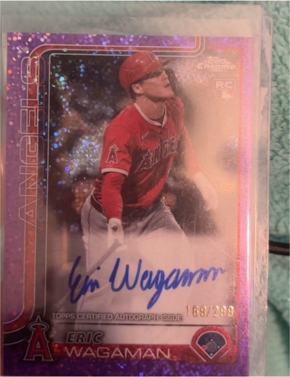 2025 Topps Chrome Eric Wagaman Rookie Card Purple Speckle Auto #168/299 — front