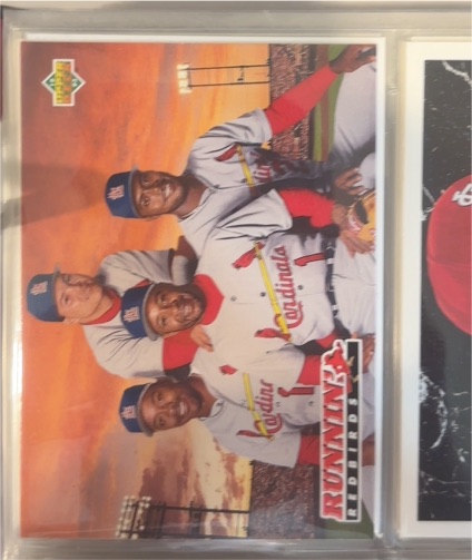 1993 Upper Deck #482 Runnin' Redbirds Geronimo Pena/Ray Lankford/Ozzie Smith/Bernard Gilkey — front