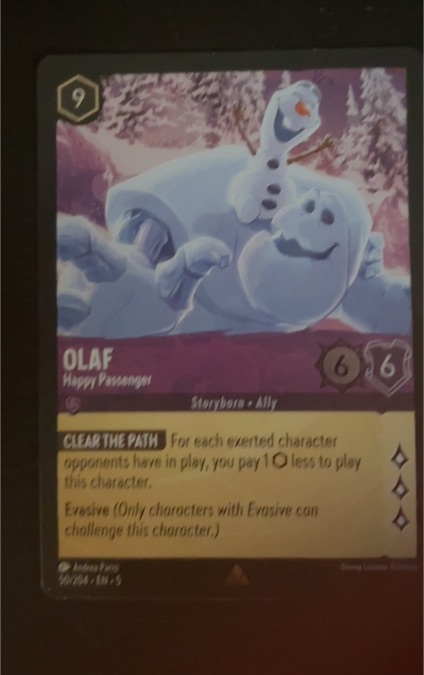 Disney Lorcana Shimmering Skies #50 Olaf Happy Passenger — front