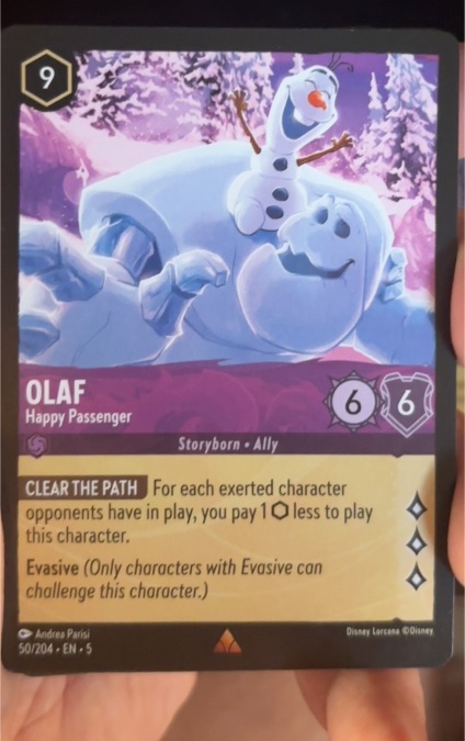 2024 Disney Lorcana Shimmering Skies #50 Olaf Happy Passenger — front