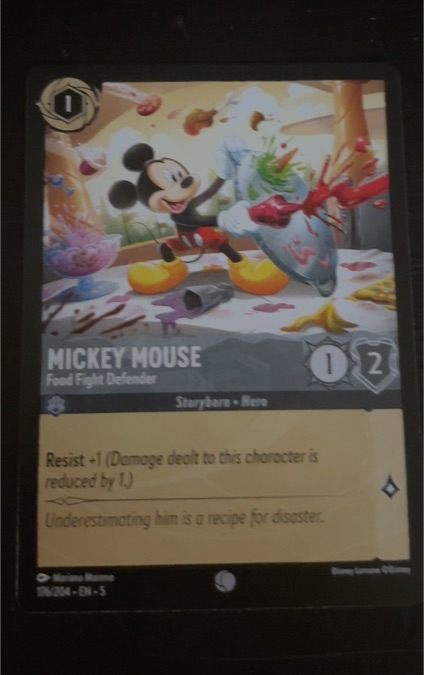 2024 Disney Lorcana Shimmering Skies #176 Mickey Mouse Food Fight Defender — front