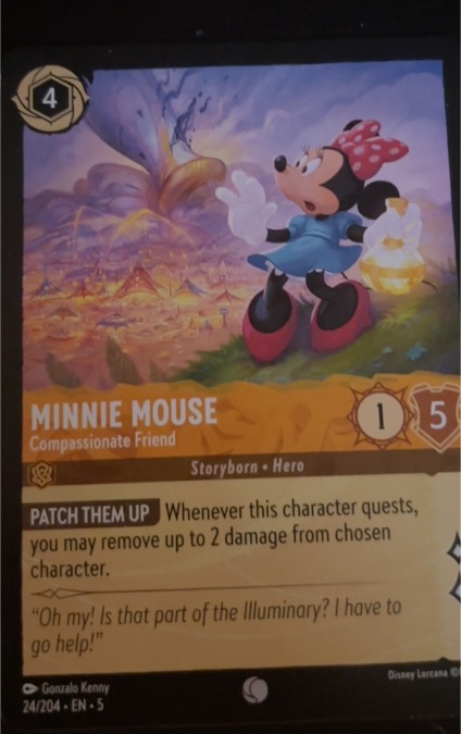Disney Lorcana Shimmering Skies #24 Minnie Mouse Compassionate Friend — front