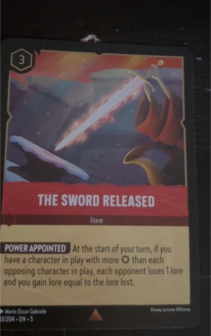 2024 Disney Lorcana Shimmering Skies #133 The Sword Released — front